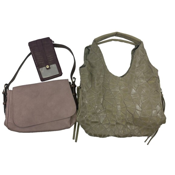Joy Susan Faux Leather Purse Lot of 3 Card Wallet Shoulder Bag Hobo Green Slouch - Picture 1 of 15
